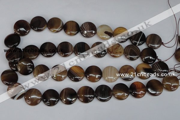 CAG1308 15.5 inches 20mm flat round line agate gemstone beads