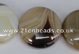 CAG1310 15.5 inches 30mm flat round line agate gemstone beads