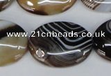 CAG1317 15.5 inches 22*30mm oval line agate gemstone beads