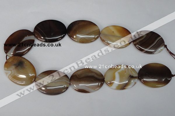 CAG1319 15.5 inches 30*40mm oval line agate gemstone beads