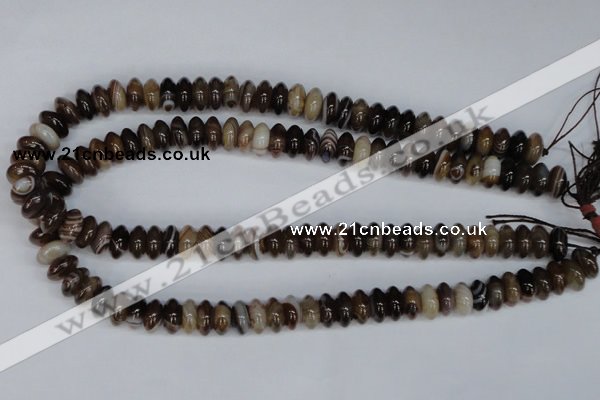 CAG1330 15.5 inches 6*12mm rondelle line agate gemstone beads