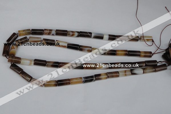 CAG1332 15.5 inches 8*16mm tube line agate gemstone beads