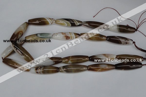 CAG1335 15.5 inches 12*40mm rice line agate gemstone beads