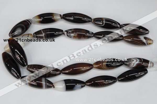 CAG1337 15.5 inches 15*40mm rice line agate gemstone beads