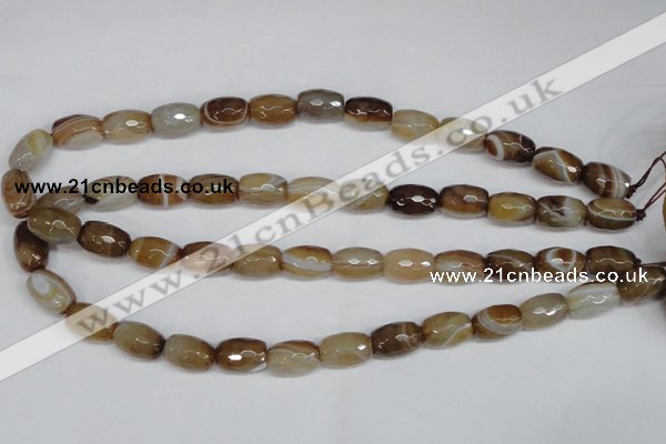 CAG1340 15.5 inches 10*15mm faceted rice line agate gemstone beads