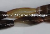 CAG1342 15.5 inches 10*30mm faceted rice line agate gemstone beads