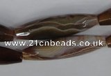 CAG1343 15.5 inches 10*38mm faceted rice line agate gemstone beads