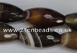 CAG1344 15.5 inches 15*30mm faceted rice line agate gemstone beads