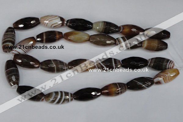 CAG1344 15.5 inches 15*30mm faceted rice line agate gemstone beads