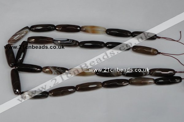 CAG1345 15.5 inches 10*30mm faceted rice line agate gemstone beads