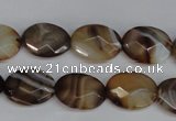 CAG1348 15.5 inches 12*16mm faceted oval line agate gemstone beads