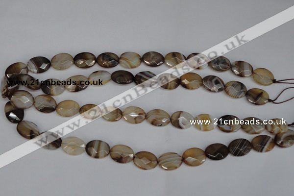 CAG1348 15.5 inches 12*16mm faceted oval line agate gemstone beads