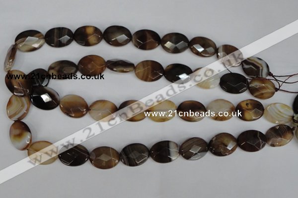 CAG1349 15.5 inches 15*20mm faceted oval line agate gemstone beads