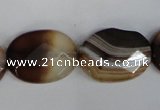 CAG1350 15.5 inches 18*25mm faceted oval line agate gemstone beads