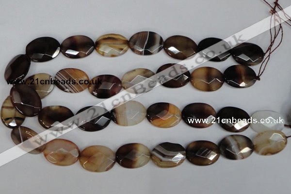CAG1350 15.5 inches 18*25mm faceted oval line agate gemstone beads