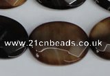 CAG1351 15.5 inches 22*30mm faceted oval line agate gemstone beads