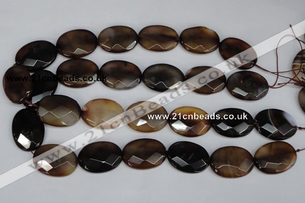 CAG1351 15.5 inches 22*30mm faceted oval line agate gemstone beads