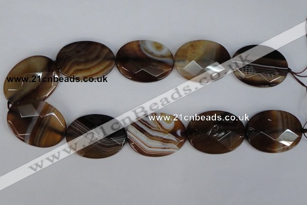 CAG1352 15.5 inches 30*40mm faceted oval line agate gemstone beads