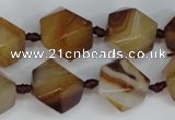 CAG1357 15.5 inches 16*18mm faceted nuggets line agate gemstone beads