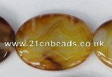 CAG1370 15.5 inches 30*40mm faceted oval line agate gemstone beads