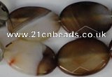 CAG1385 15.5 inches 18*25mm faceted oval line agate gemstone beads