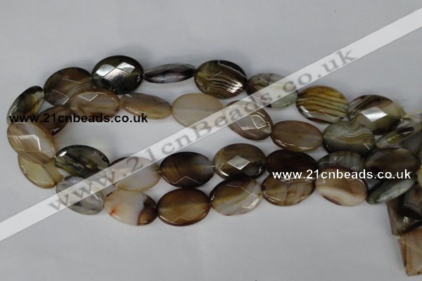 CAG1385 15.5 inches 18*25mm faceted oval line agate gemstone beads