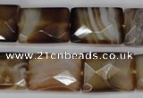 CAG1390 15.5 inches 15*20mm faceted rectangle line agate gemstone beads