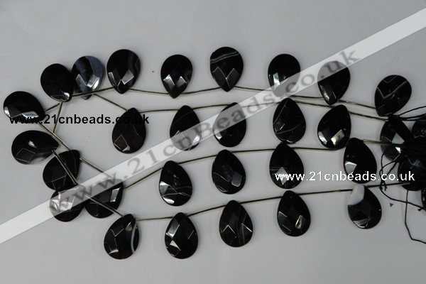 CAG1400 Top-drilled 18*25mm faceted teardrop line agate gemstone beads