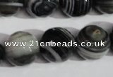 CAG1407 15.5 inches 16mm faceted round line agate gemstone beads