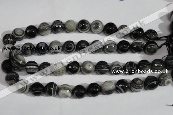 CAG1407 15.5 inches 16mm faceted round line agate gemstone beads