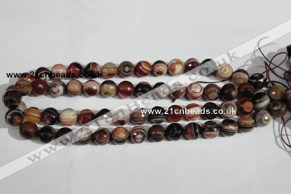 CAG1415 15.5 inches 12mm faceted round line agate gemstone beads