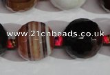 CAG1418 15.5 inches 20mm faceted round line agate gemstone beads