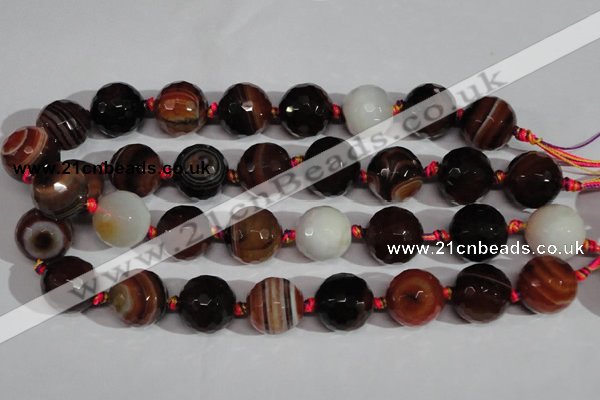 CAG1418 15.5 inches 20mm faceted round line agate gemstone beads