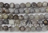 CAG1421 15.5 inches 6mm faceted round silver needle agate beads