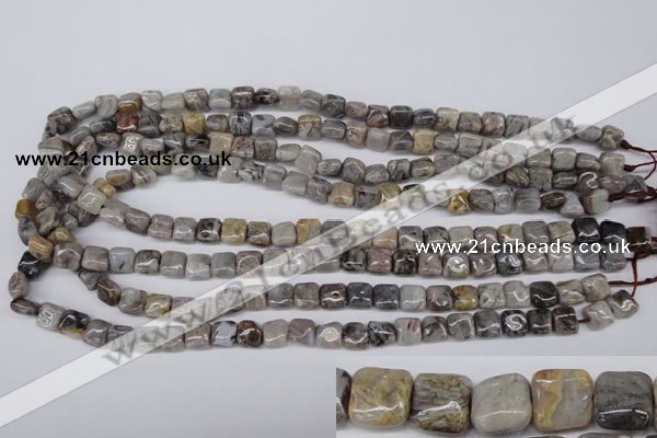 CAG1430 15.5 inches 8*8mm square silver needle agate beads