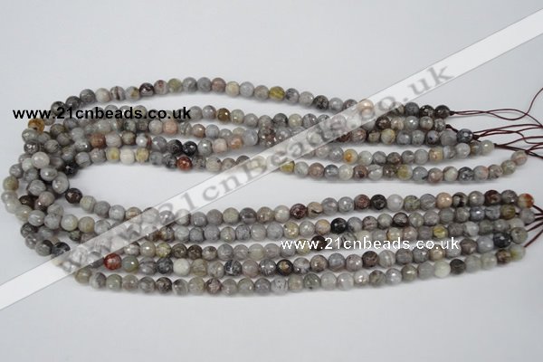 CAG1431 15.5 inches 6mm faceted round bamboo leaf agate beads