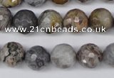 CAG1434 15.5 inches 12mm faceted round bamboo leaf agate beads