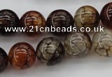 CAG1442 15.5 inches 14mm round dragon veins agate beads