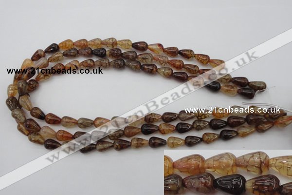 CAG1445 15.5 inches 8*12mm teardrop dragon veins agate beads