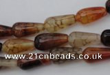 CAG1446 15.5 inches 8*16mm teardrop dragon veins agate beads