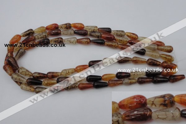 CAG1446 15.5 inches 8*16mm teardrop dragon veins agate beads