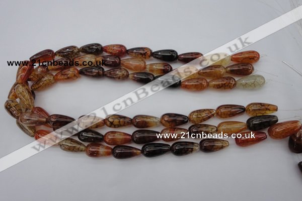 CAG1448 15.5 inches 10*20mm teardrop dragon veins agate beads