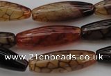 CAG1454 15.5 inches 10*30mm rice dragon veins agate beads