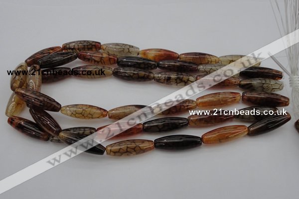 CAG1454 15.5 inches 10*30mm rice dragon veins agate beads