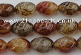 CAG1455 15.5 inches 10*15mm twisted rice dragon veins agate beads