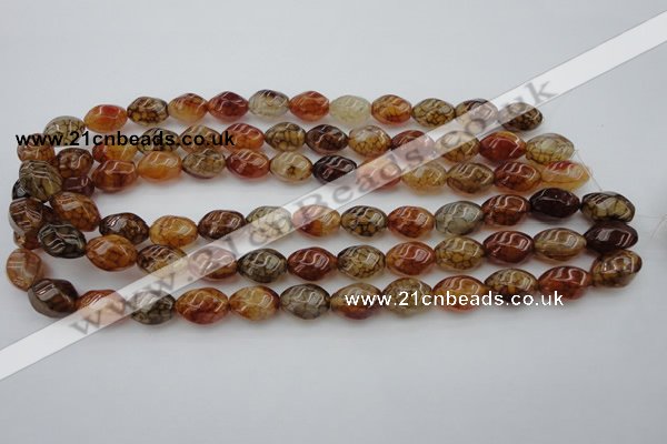 CAG1455 15.5 inches 10*15mm twisted rice dragon veins agate beads