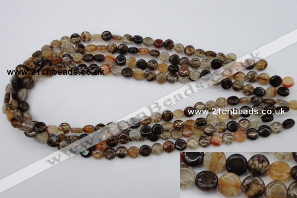 CAG1460 15.5 inches 8mm flat round dragon veins agate beads