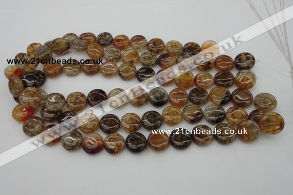 CAG1461 15.5 inches 15mm flat round dragon veins agate beads