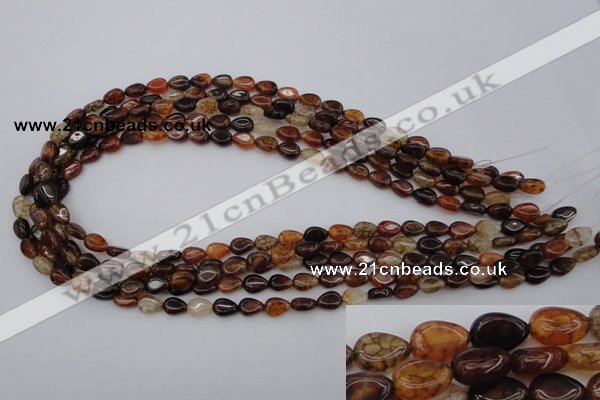 CAG1469 15.5 inches 6*8mm flat teardrop dragon veins agate beads