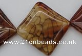 CAG1488 15.5 inches 30*30mm diamond dragon veins agate beads